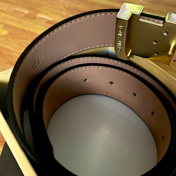 Louis Vuitton Leather Belt Gold LV initials brown LV monogram 36/90 - Picture 2 of 3